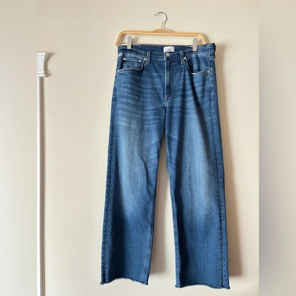 Citizens of Humanity Palma Straight Leg Jean High Waist Raw Hem Size 28